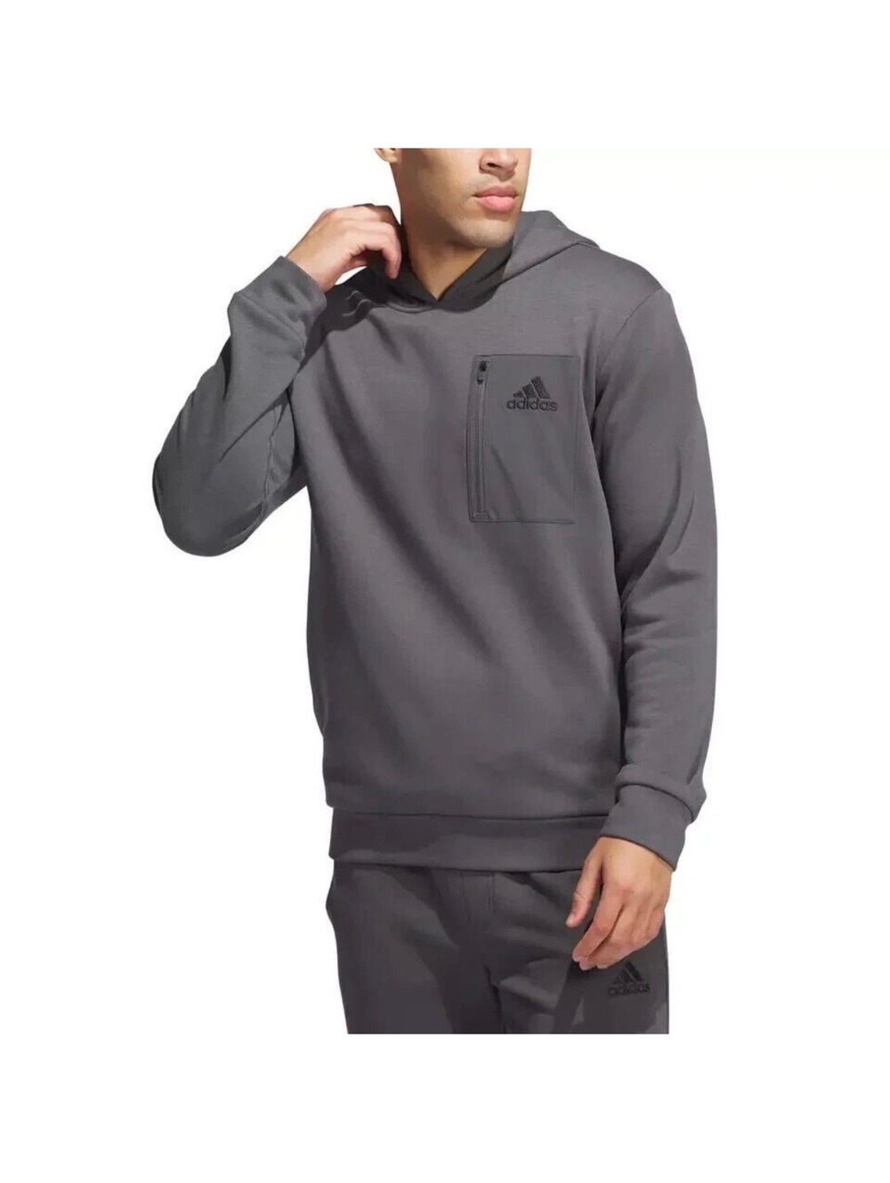 Adidas Men’s XL Gray Tech Fleece Pullover Hoodie Zip Pocket Athletic